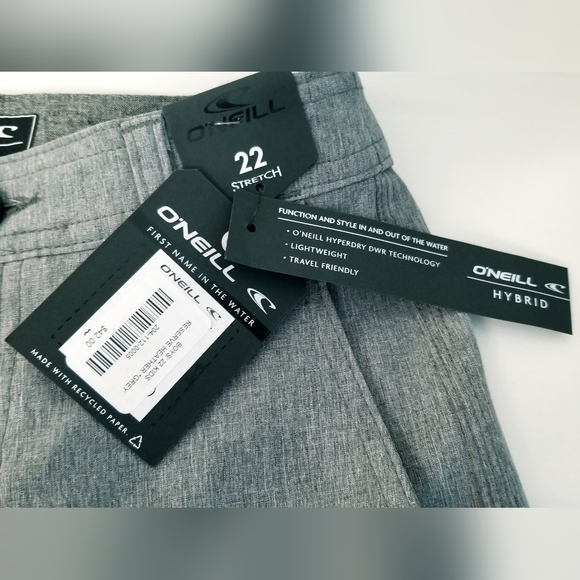 NWT O'NEILL Stretch Hybrid Shorts Reserve Heather Grey Boy's Size 22" Waist - Picture 6 of 15